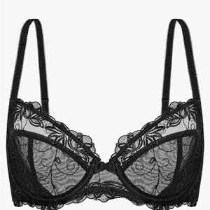Wingslove Women's Sexy Lace Plus Size Sheer Unpadded Underwire See Through Bra